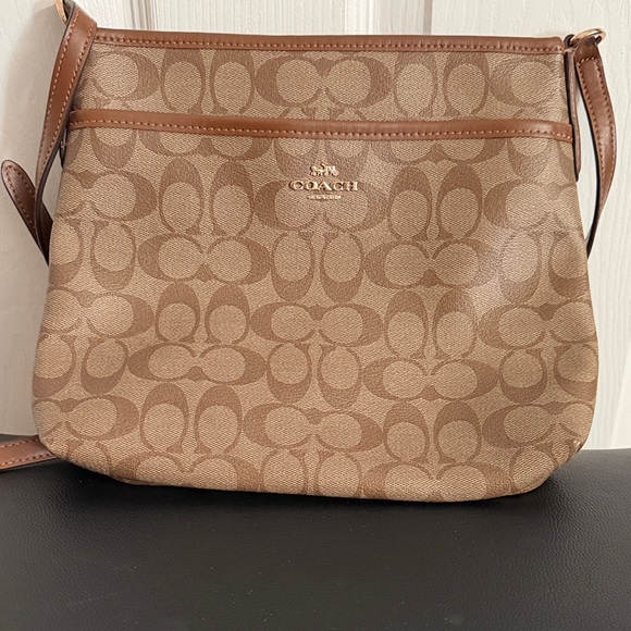 Coach Handbags - Coach Signature Tan and Brown Crossbody Bag